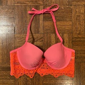 Aerie Hot Pink Lace Wired Bikini Top